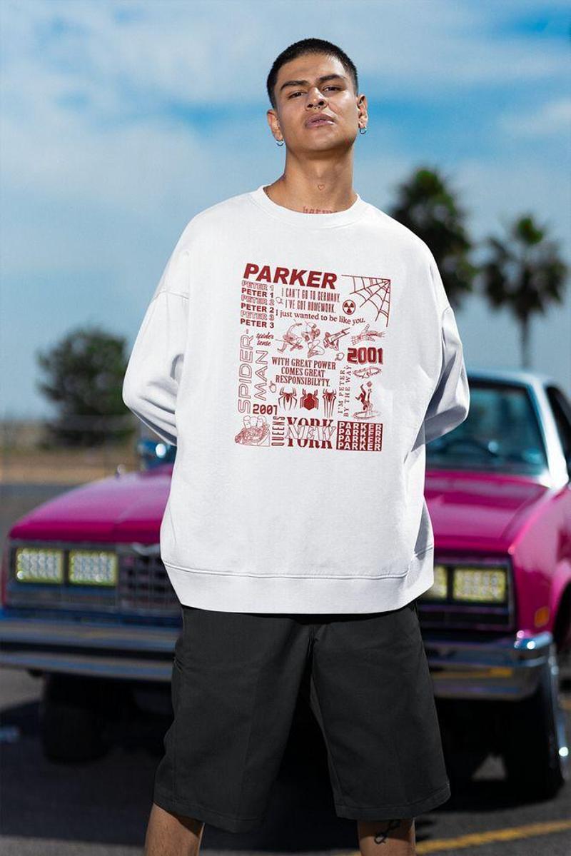 Peter Parker Baskılı Unisex Oversize Örümcek Adam Sweatshirt