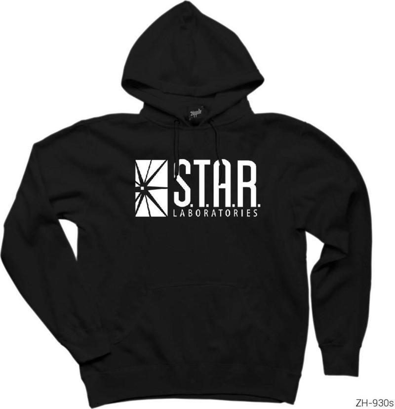 The Flash Star Lab Siyah Kapşonlu Sweatshirt Hoodie