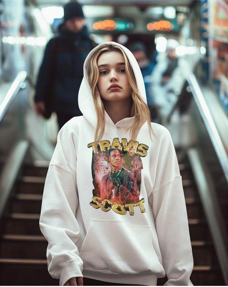 Travis Scott Rapper Baskılı Unisex Oversize Hoodie