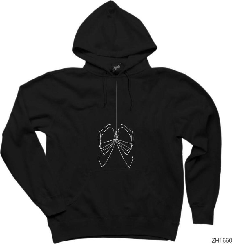 Örümcek Siyah Kapşonlu Sweatshirt Hoodie