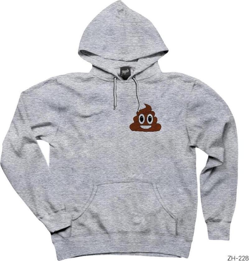 Gülen Bok Emoji Gri Kapşonlu Sweatshirt Hoodie