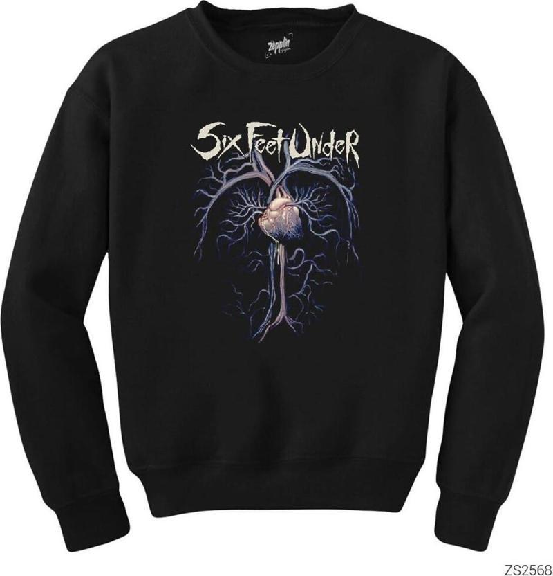 Six Feet Under Heart Siyah Sweatshirt