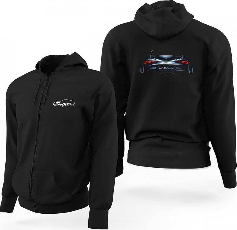 Toyota Supra Mk4 Back Siyah Fermuarlı Limited Edition Kapşonlu Sweatshirt