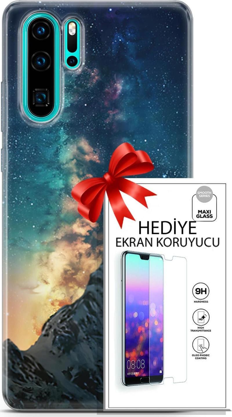 Huawei P30 Pro Kılıf Orijinal Seri Fantasy 19 Mavi Gece Tam Koruma Kılıf + Ekran Koruyucu