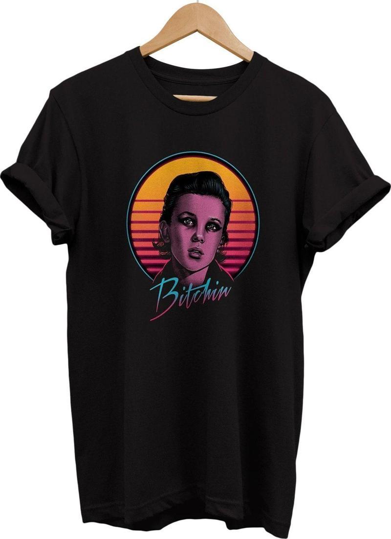 Stranger Things Eleven Baskılı %100 Pamuk Basic T-Shirt Normal Beden Tişört