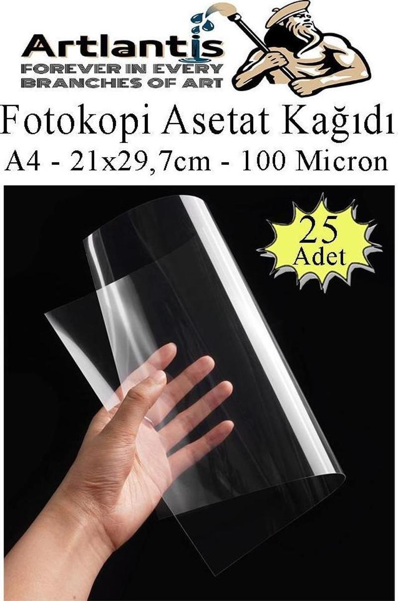 Asetat Kağıdı Pvc A4 25 Adet 100 Micron Fotokopi Asetatı Şeffaf A4 Kağıdı 21x29,7 Projektör Tepegöz