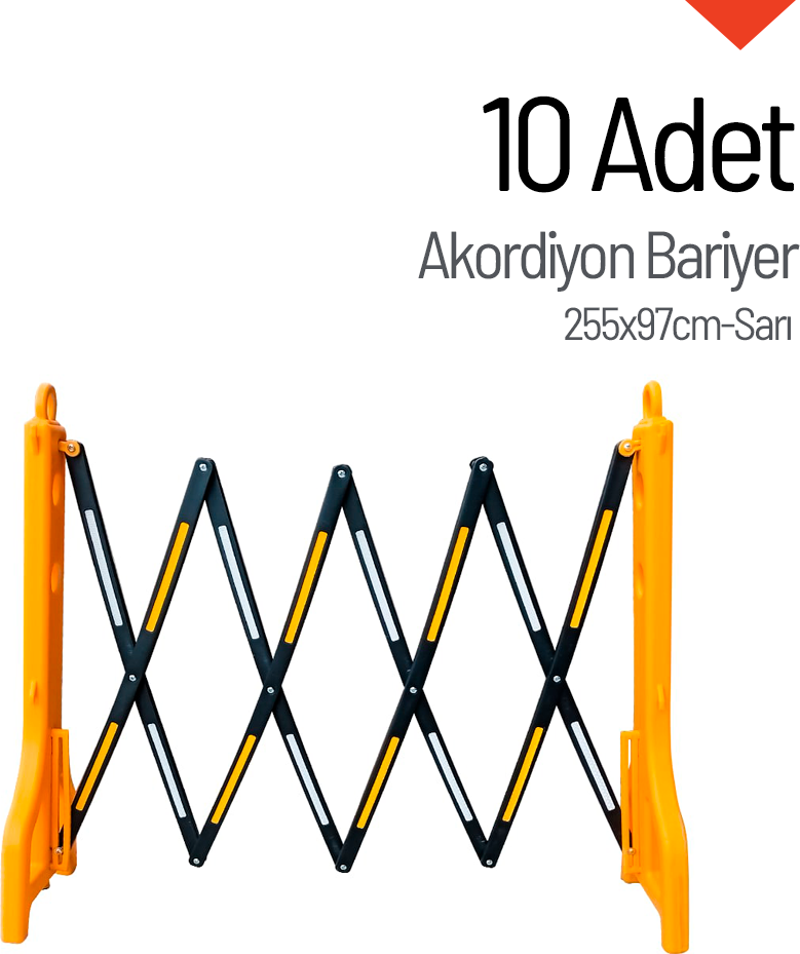 10'lu Akordiyon Bariyer Seti Sarı 255 x 97 cm