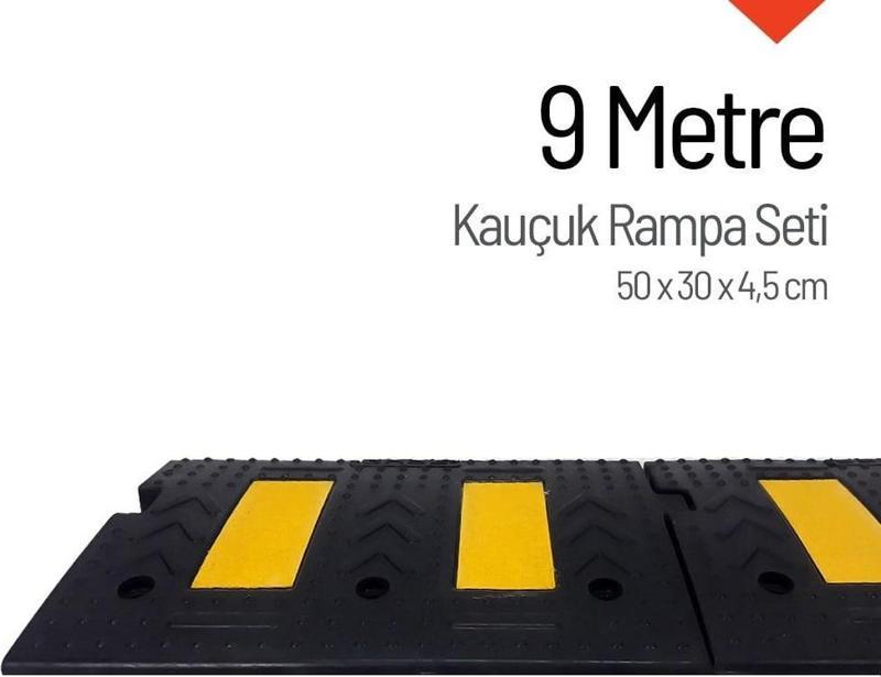 Kauçuk Rampa Set, Otopark Rampası, Kaldırım Rampası 50x30x4,5 cm 9 Metre