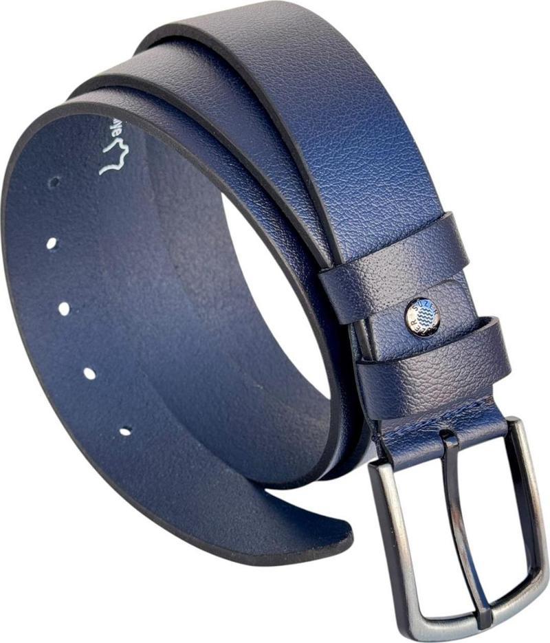 Lacivert Büyük Beden Hakiki Deri 4 cm. Tokalı Düz Model Erkek Kemer - 405-Battal