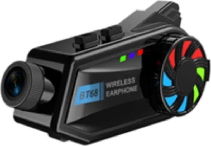Bt68 Kameralı Intercom Motosiklet Bluetooth Kask Kulaklık Ses Kontrolü 1080p Video Kayıt Interkom