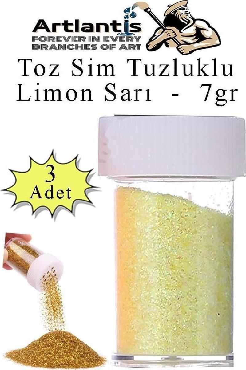 Açık Sarı Toz Sim Tuzluklu 7 gr 3 Adet Renkli Toz Sim Epoksi Reçine Okul Etkinlik Dekarasyon Slime