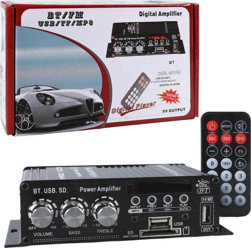 12 VOLT 100 WATT MOTOSİKLET BLUETOOTH AMFİ USB/SD 2 KANAL PAZARCI - ANFİ (154X80X42MM)-Findit