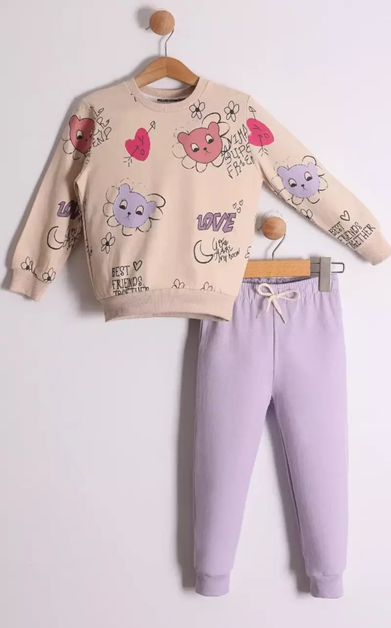 Kız Çocuk Love Baskılı Eşofman Takımı