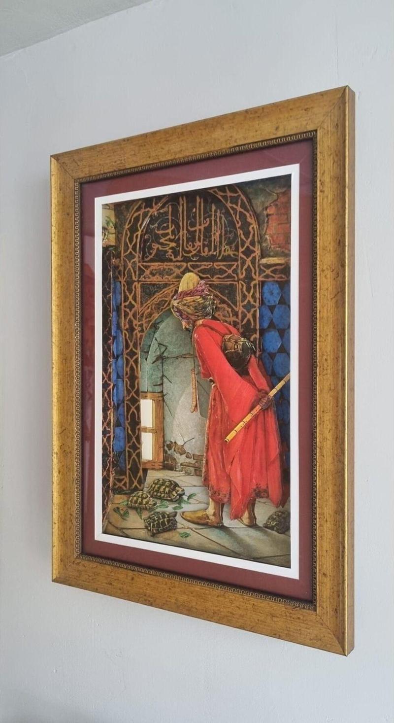 Üç Boyutlu - Kaplumbağa Terbiyecisi Temalı Rölyef Tablo - 61X43 Cm