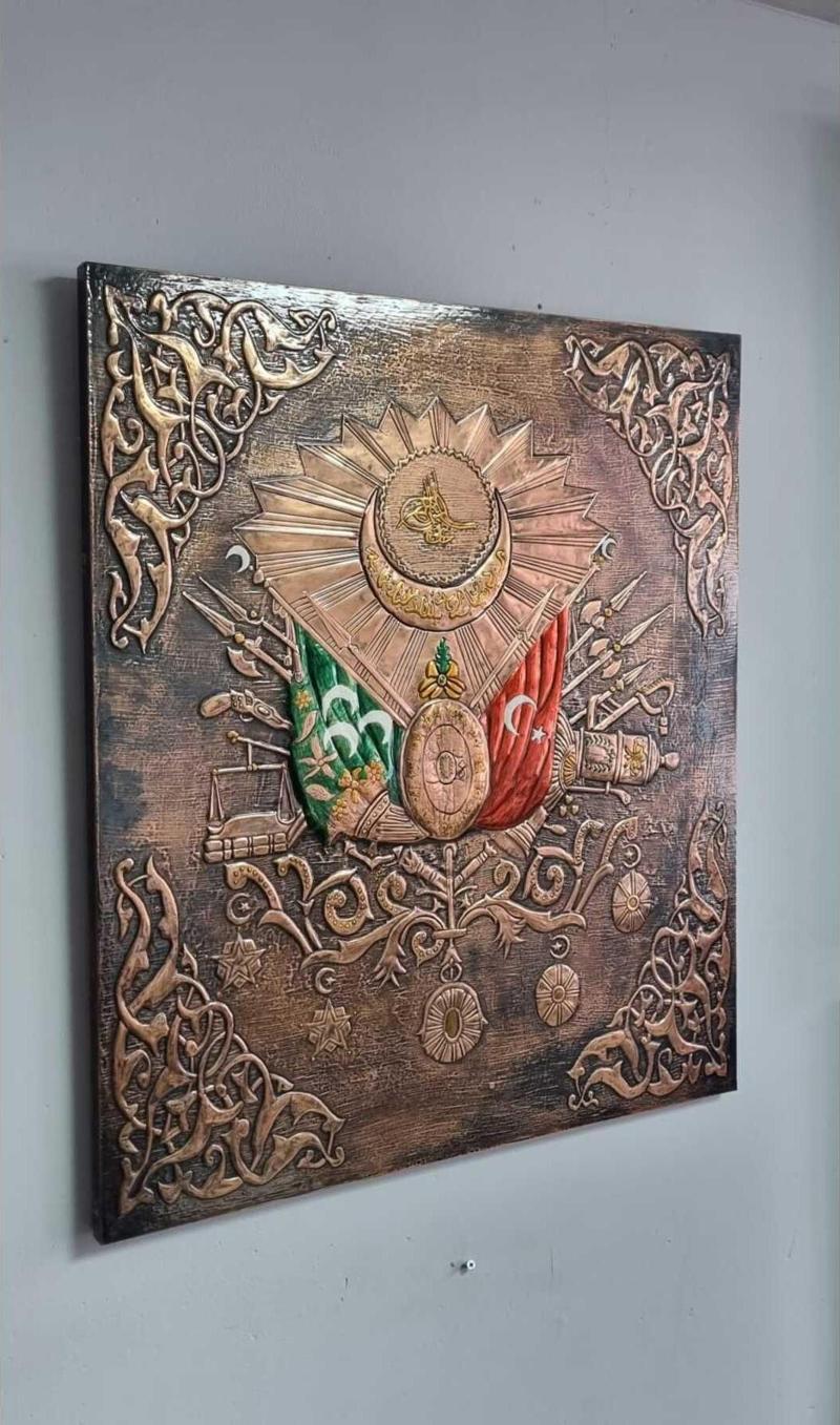 Saf Bakır Osmanlı Turası Tablo 63X73 Cm