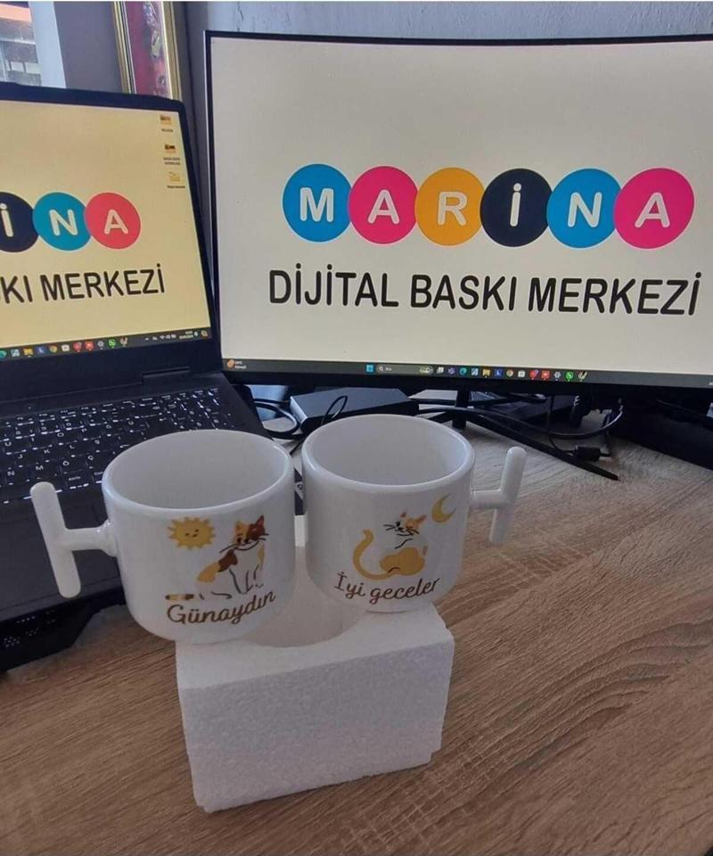 Kedi Temalı- Çift Yön Baskılı Kahve Kupa Bardak