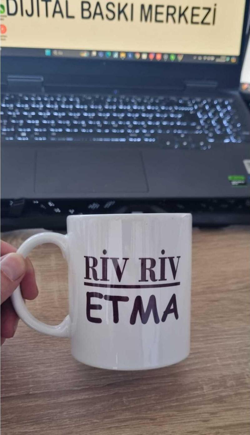 Riv Riv Etma Temalı -  Çift Yön Baskılı Kupa Bardak