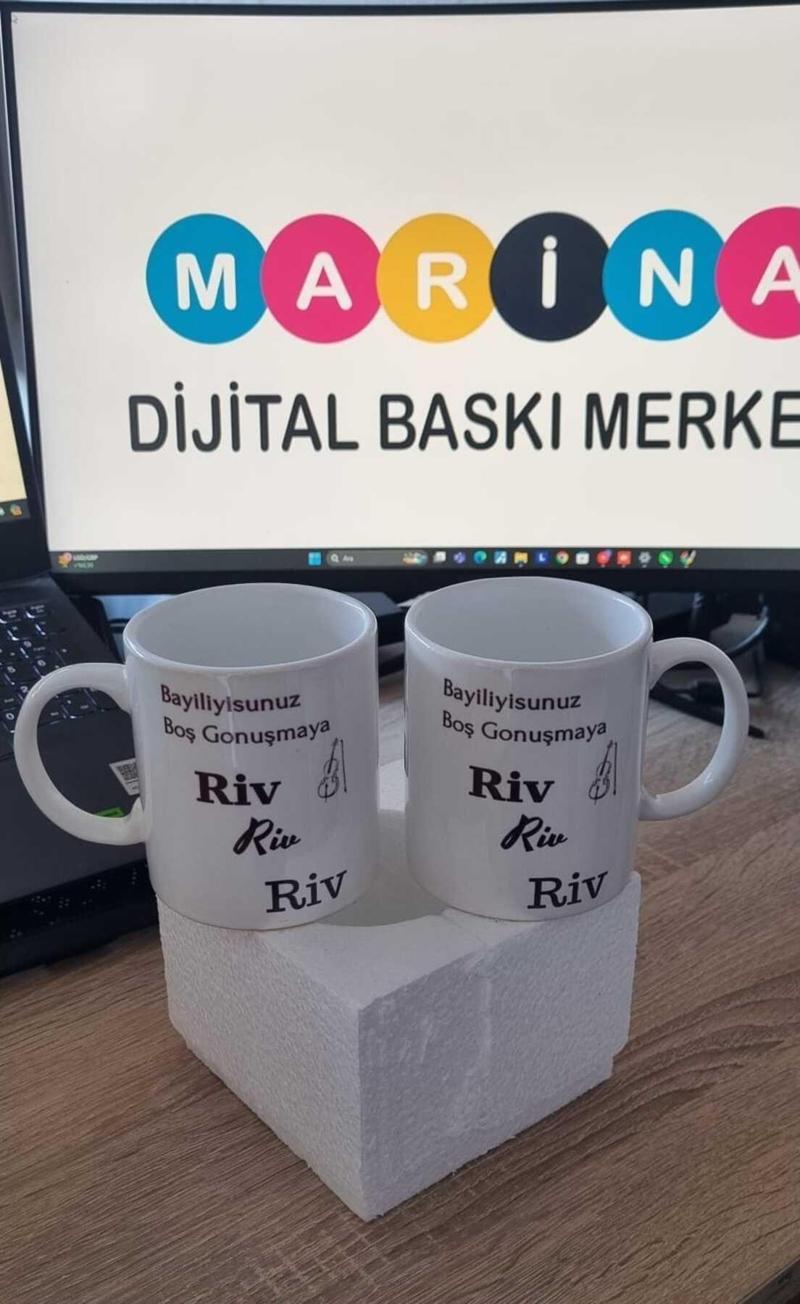 Riv Riv Temalı-  Çift Yön Baskılı Kupa Bardak
