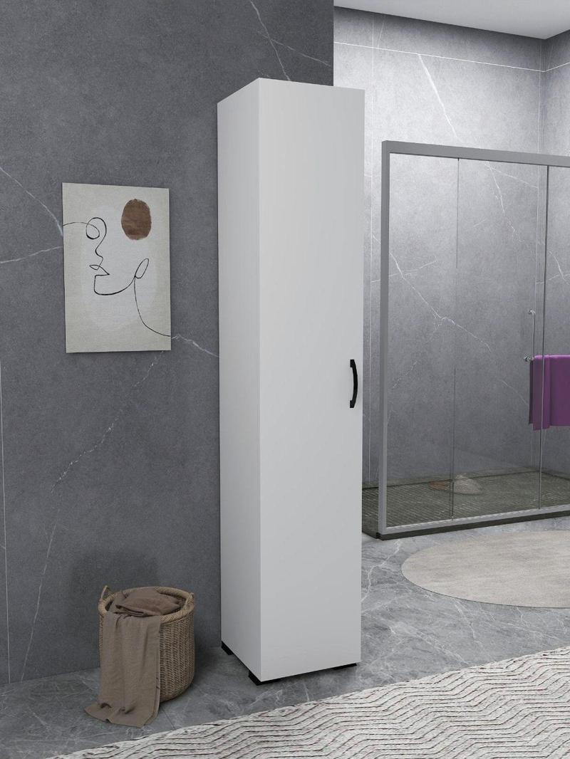 Irmak Mobilya Tek Kapaklı 5 Raflı Çok Amaçlı Banyo Mutfak Kiler Dolabı Tek Kapılı Dolap