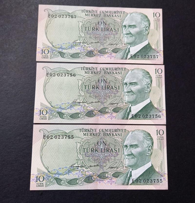 Escoines Koleksiyon 3996367e222ebcb558 10Lira Seri takipli ÇT/ÇÇT 3'lü 6.Emisyon 1.Tertip eski para