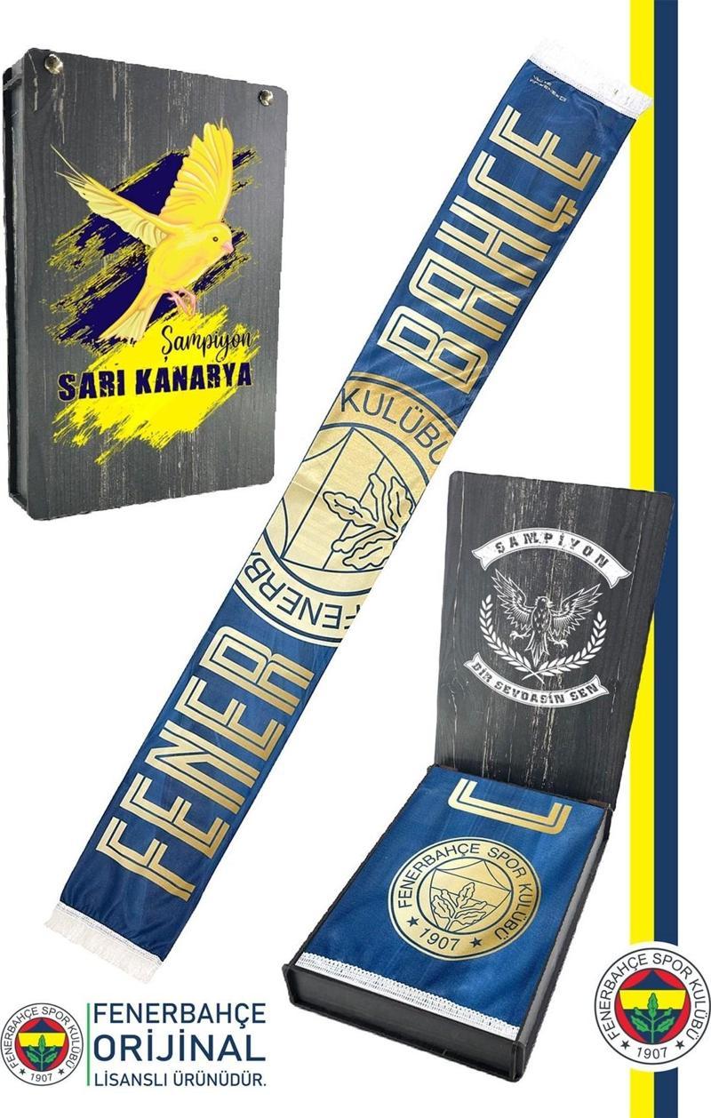 Orijinal Lisanslı Canım Feda Olsun Fenerbahçe Şal Atkı Kanarya Baskılı Ahşap Kutulu