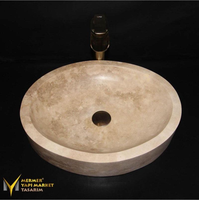 Traverten Oval Tasarım Lavabo