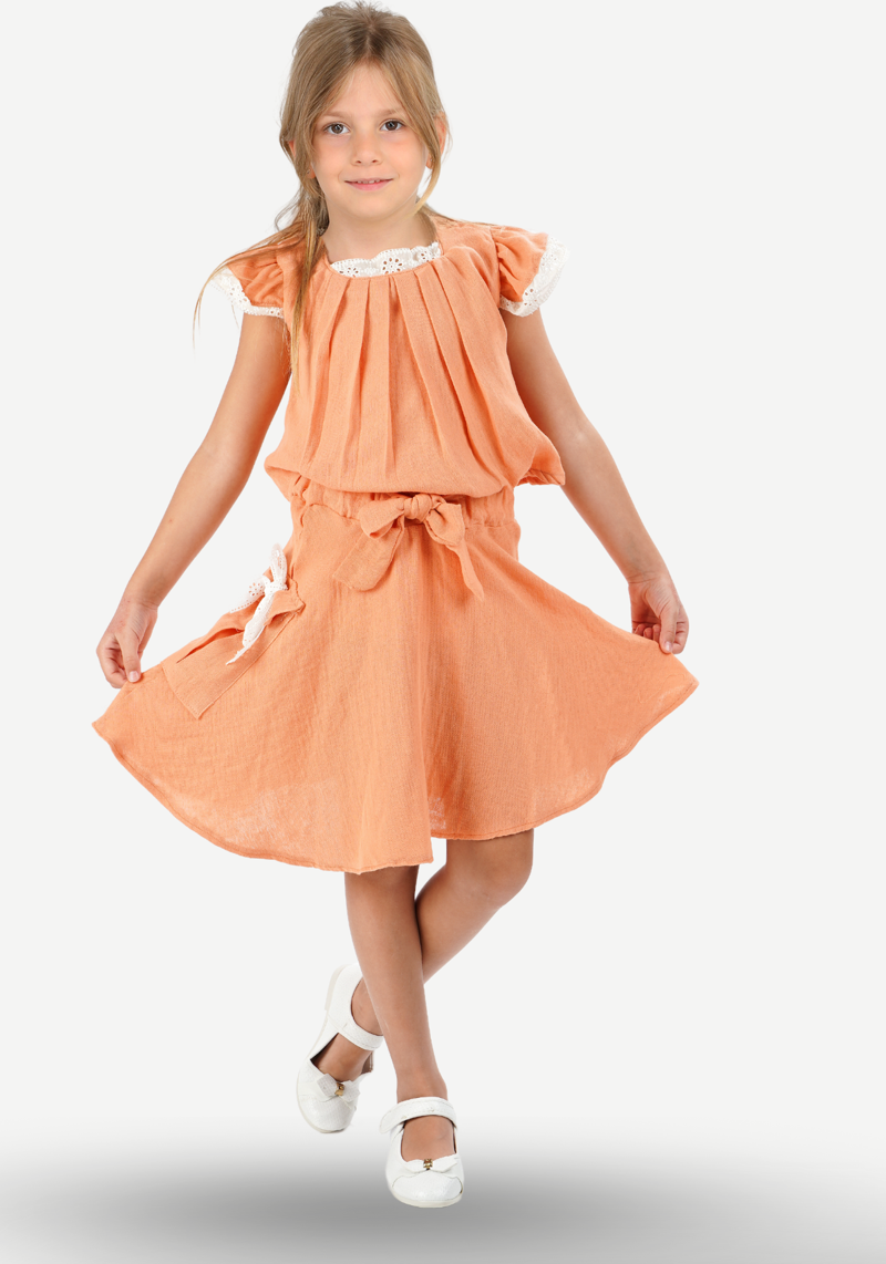 Pale Muslin Dantelli Kız Çocuk Tunik + Etekli Takım