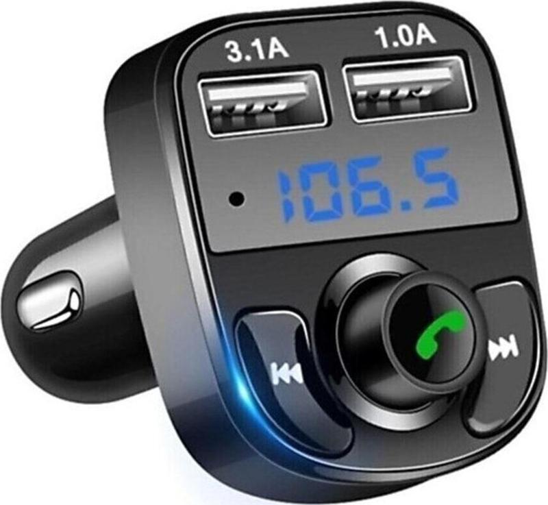 Carx8 Araç Fm Transmitter Bluetooth Usb Mp3 Sd Kart Çakmaklık Girişli Oto Müzik Çalar Kiti