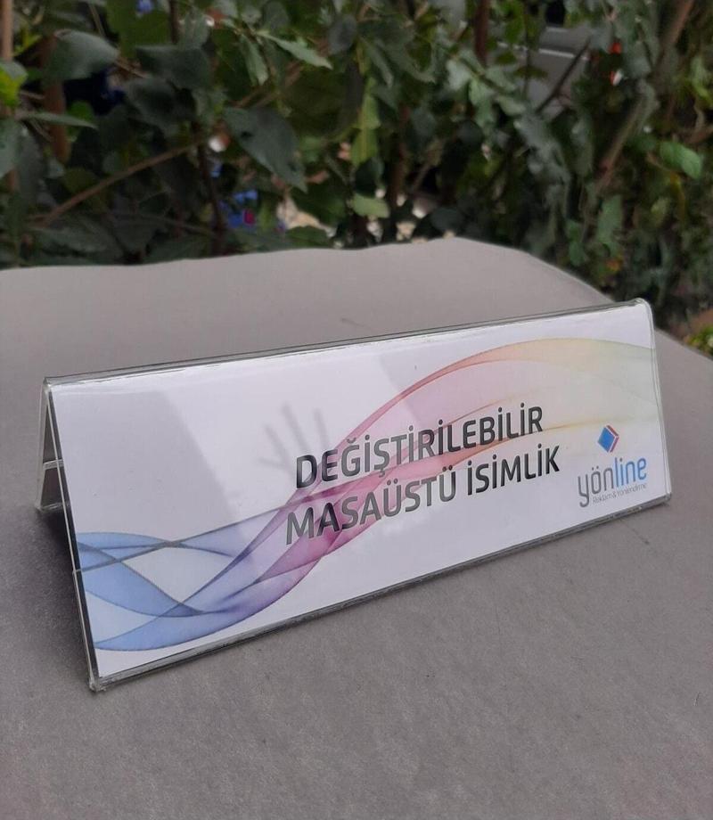 Üçgen Değiştirilebilir Yatay Masaüstü Isimlik - 20X7 Cm