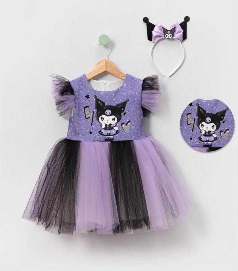 Kuromi Baskılı  Kız Elbise 3/10 Yaş