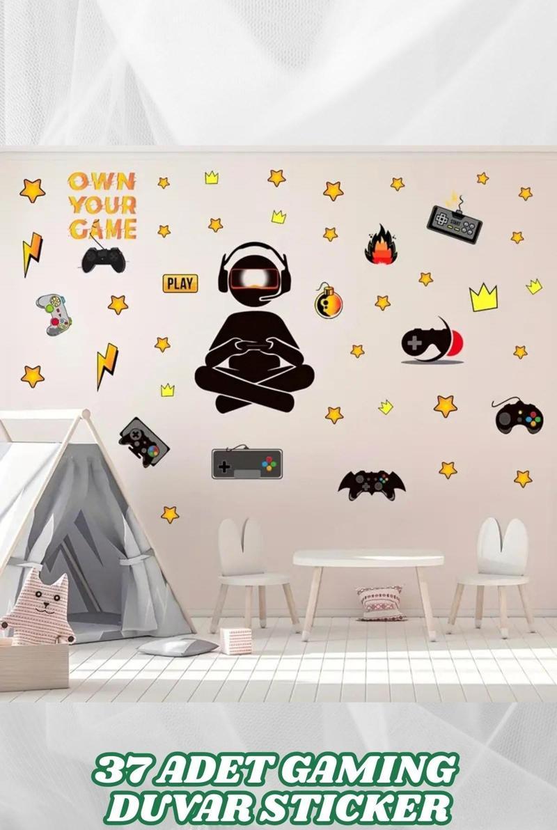 Gamer Oyuncu Odası Dekoratif Duvar Sticker Gaming Aksesuar Gamer Oyun Konsolu Duvar Sticker
