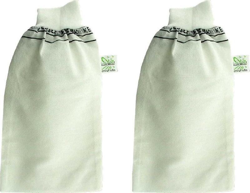 2 Adet Beyaz Banyo Hamam Kesesi Lastikli 25x17 Cm