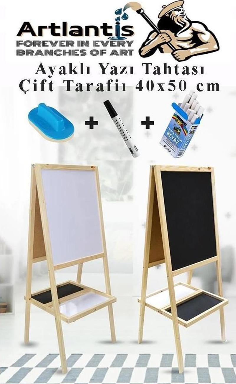 Ayaklı Yazı Tahtası Çift Taraflı 40x50cm 1 Adet Çocuk Yazı Tahtası Alıştırma Tahtası