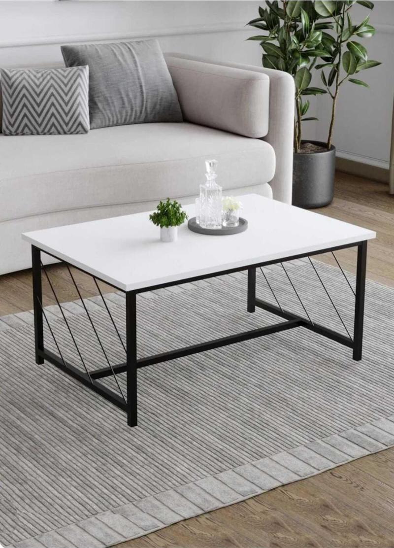 Düz Kesim Sehpa ,60X90 Metal Ayaklı Masa , Orta Sepha , Beyaz ,Dekoratif Orta Sehpa