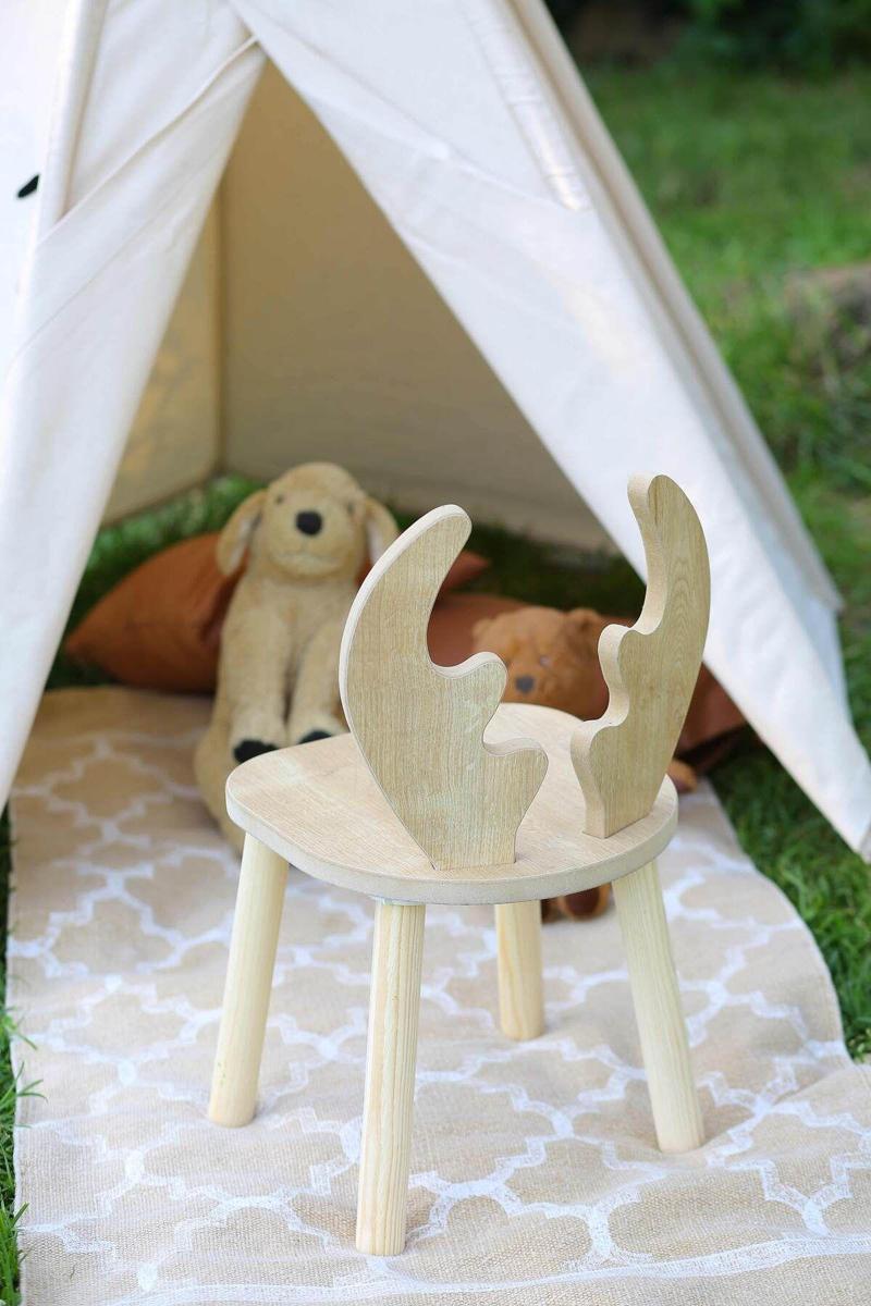 Montessori Çocuk 1 Adet Deer Sandalye ,Kahverengi