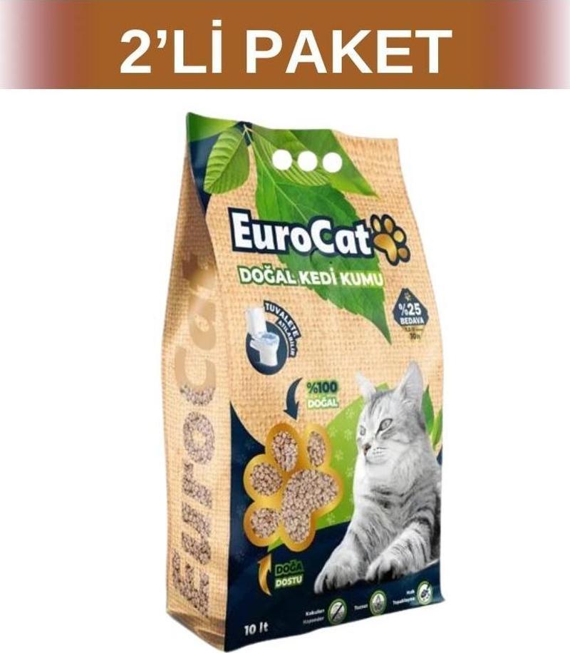 Hızlı Topaklaşan Doğal Kedi Kumu 10 lt 2 Adet