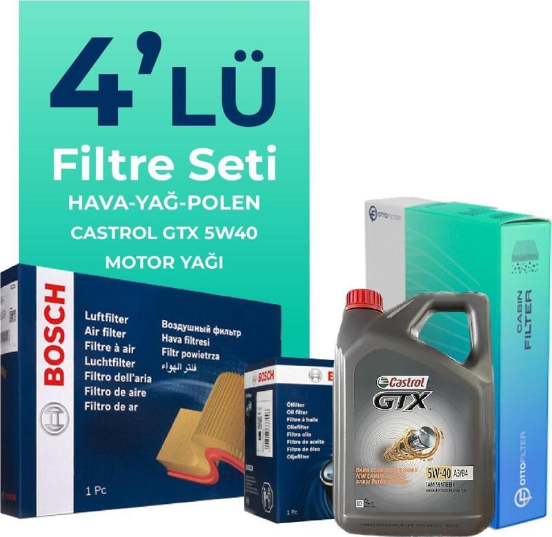 Fiat Fiorino 1.4 Benzinli Filtre Bakım Seti Castrol Motor Yağlı (2016-2024) 4 Lü