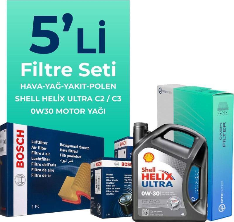 Fiat Egea 1.6 Dizel Filtre Bakım Seti Shell Motor Yağlı (2015-2023) 5 Li