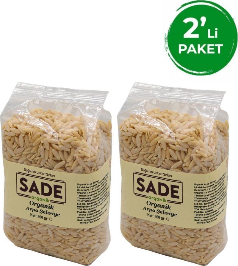 Sade Organik Arpa Şehriye 500 Gr 2'Li Paket