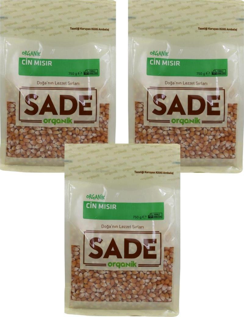 Sade Organik Cin Mısır 750 Gr 3 Lü Paket