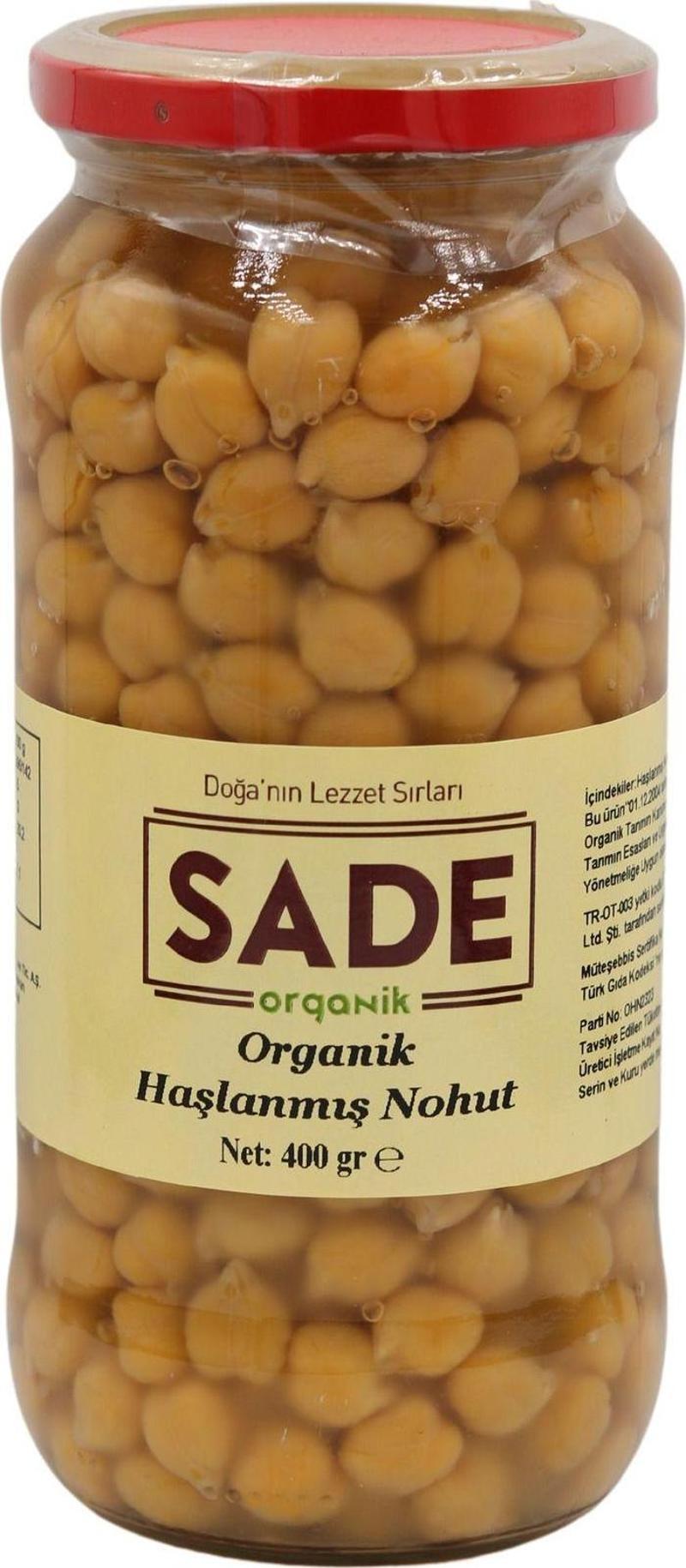 Sade Organik Haşlanmış Nohut Konserve 580 Cc