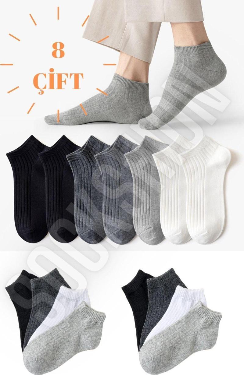 Unisex 8 Çift Pamuklu Derbili Çorap Seti - Ayaklarınıza Renk Katın!