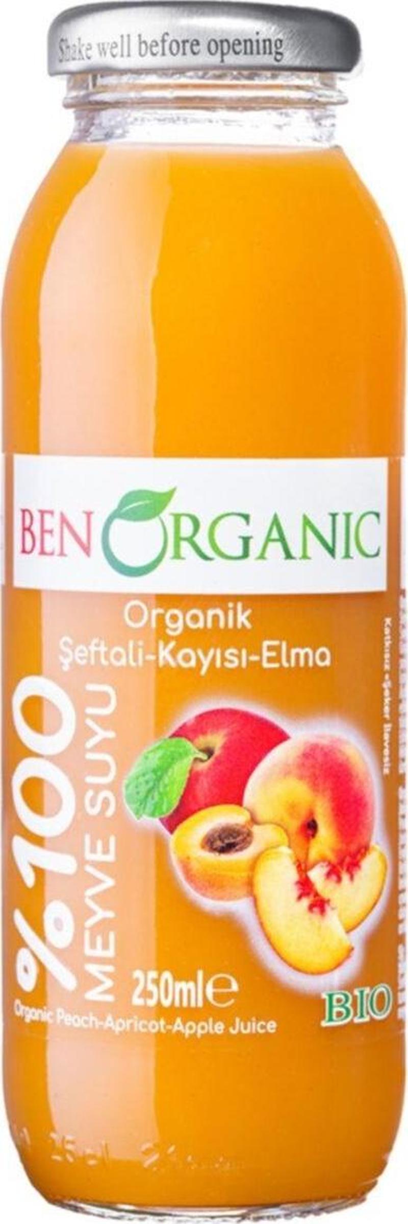 Benorganik Doğal Organik Meyve Suyu 250Ml Şeftali Kayısı Elma Suyu