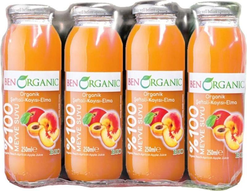 Organik Şeftali Kayısı Elma Suyu 12 X 250 Ml