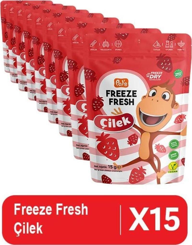 Freeze Fresh Kukuli Çilek 15 G X 15 Adet Freeze Dry Dondurularak Kurutulmuş Meyve