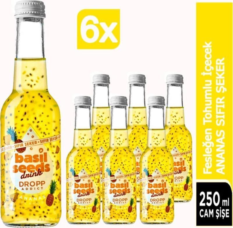 Basıl Seeds Drınk Basıl Seeds Fesleğen Tohumlu İçecek Ananas Sıfır Şeker 6X250Ml