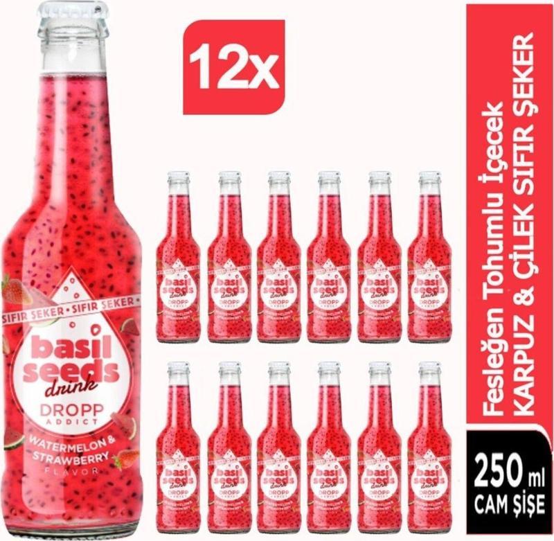 Basıl Seeds Drınk Basıl Seeds Fesleğen Tohumlu İçecek Karpuz & Çilek Sıfır Şeker 12X250Ml