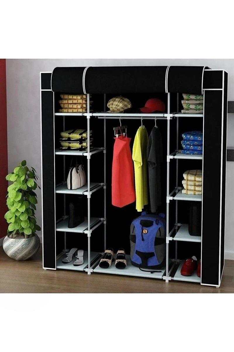 Çift Yandan Raflı, Kaliteli Pvc Profil Bez Dolap