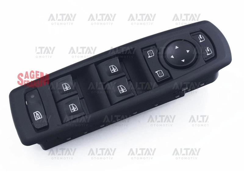 Cam Açma Düğmesi Fluence / Megane Iıı / Laguna Iıı (Dörtlü) Ayna Ayar Düğmeli Çerçeveli 19 Pin Sol (
