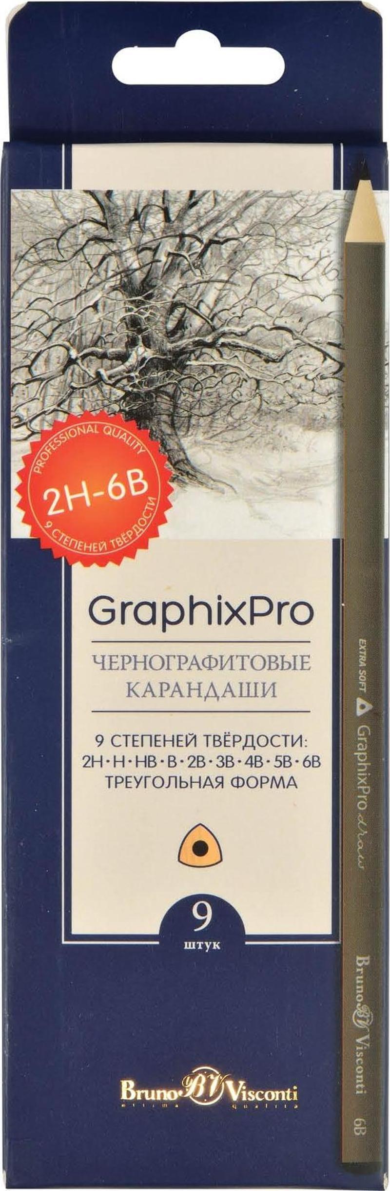 "GraphixPro'' Dereceli Kurşun Kalem Seti. 9 adet 2H-6B.